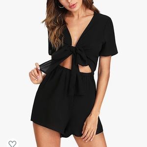 Romper with cut out middle and tie